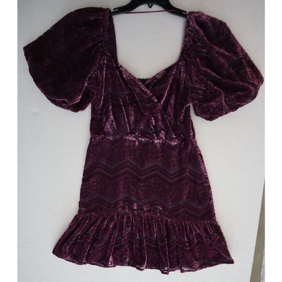 Adelyn Rae F2210D5188 Women Sz M Plum Purple Sasha Velvet Burnout Mini Dress - Picture 6 of 11
